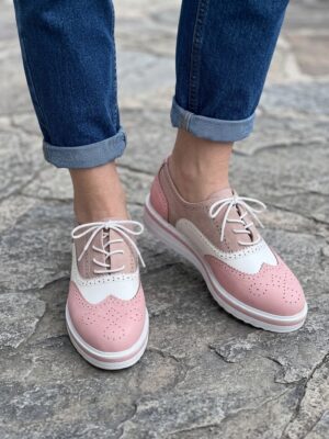 Półbuty damskie wiązane pink GQ72e
