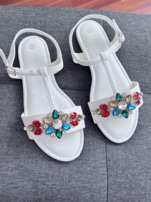 Białe sandały damskie płaskie letnie stylowe AG895e