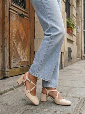 Sandały damskie Slingback beżowe 6351-2e
